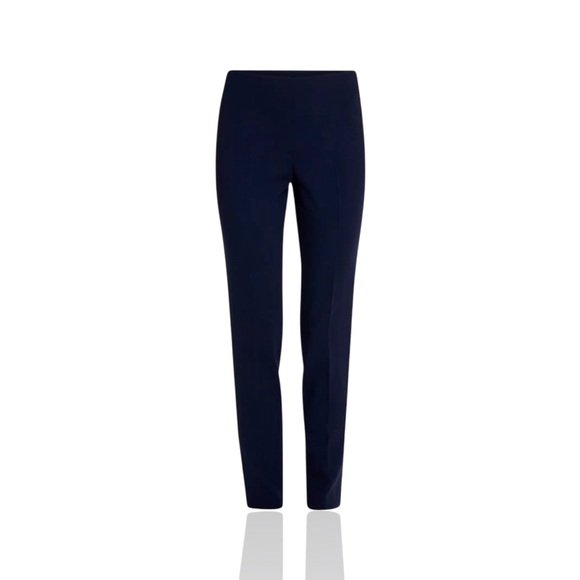 NWT Akris ‘Melissa’ Slim Ankle-Cut Pants in Navy Blue Wool Crepe Size 8 - Picture 1 of 16